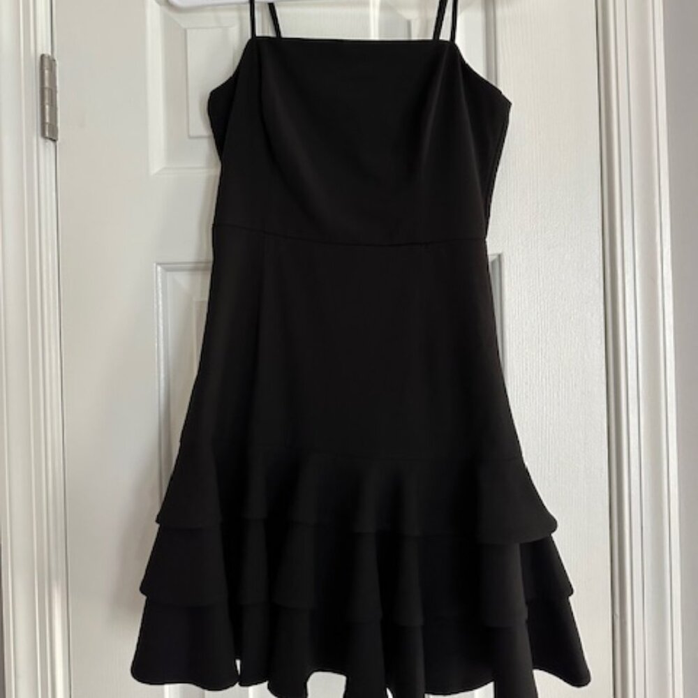 Lulus The Best Night Black Sleeveless Tiered Ruffled Mini Dress size XS